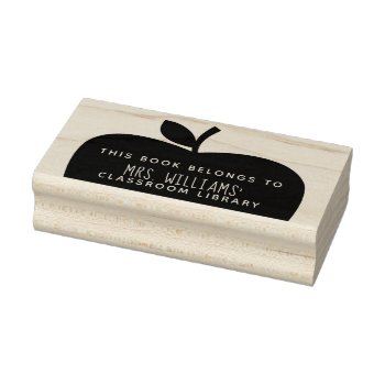 Teacher's Classroom Library Apple Silhouette Rubber Stamp by thepinkschoolhouse at Zazzle
