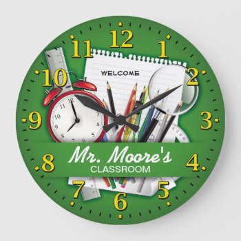 Teacher's Classroom Personalizable Clock by NiceTiming at Zazzle