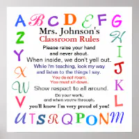 Autism Teacher Classroom School Rules Poster