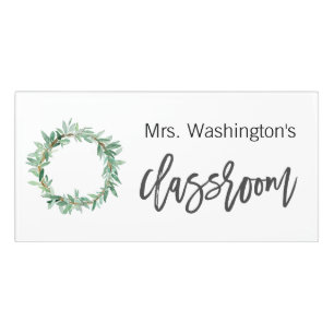 Teacher's Classroom Sign - watercolor wreath