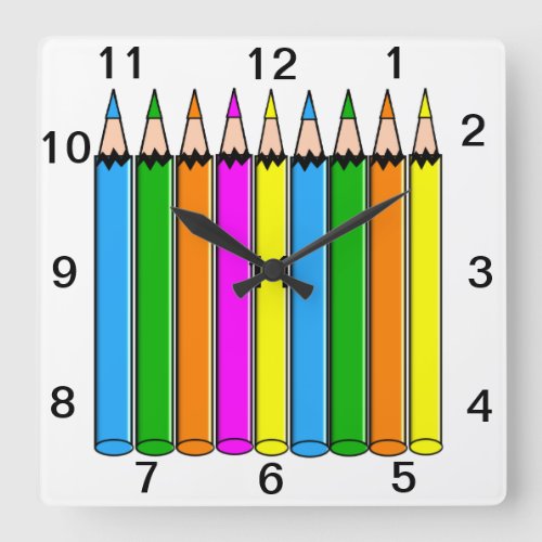 Teachers Colored Pencils Clock