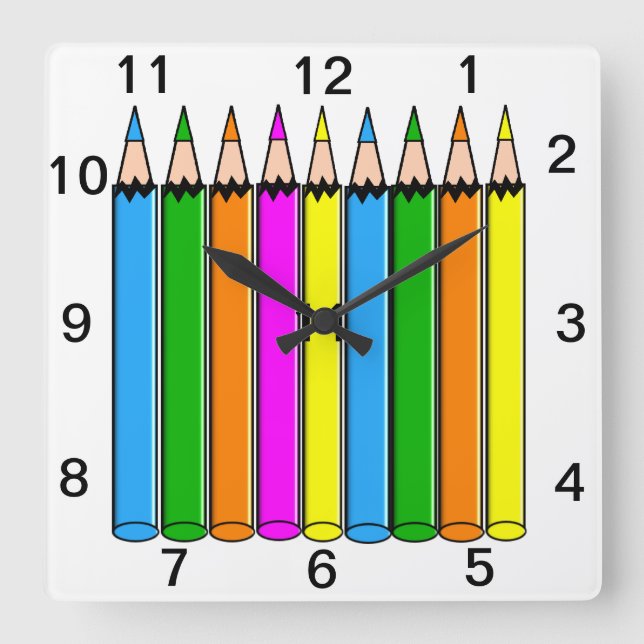 Teacher's Colored Pencils Clock (Front)