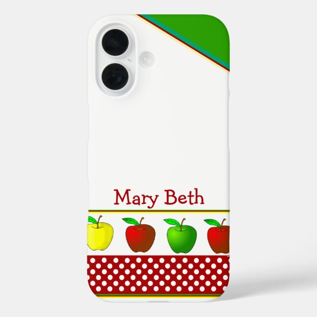 Teacher's Colorful Apples Custom Name Case-Mate iPhone Case (Back)