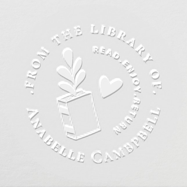 Teachers Custom Name Library Book Botanical Embosser (Design)