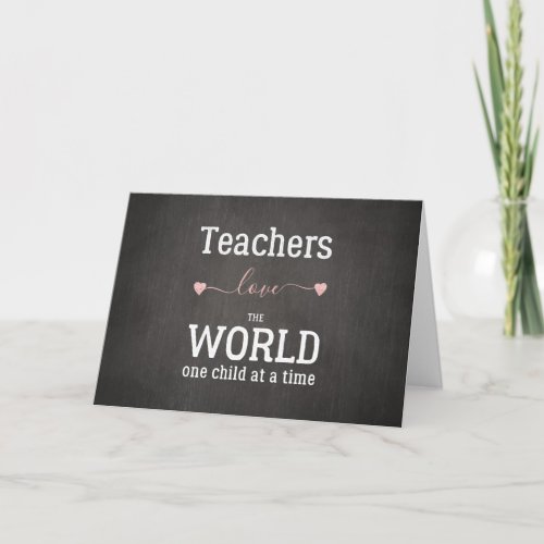 Teachers cute Happy Valentines Day chalkboard Holiday Card