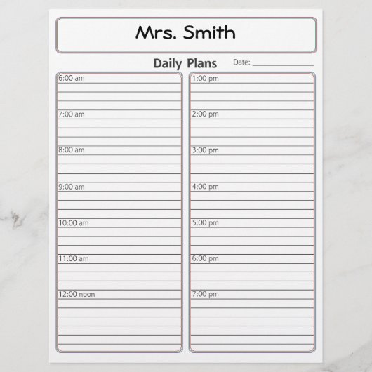 Teacher's Daily Planner (Front)