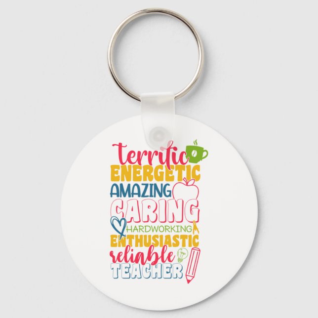 Teacher's Day Amazing Caring Teacher Keychain (Front)