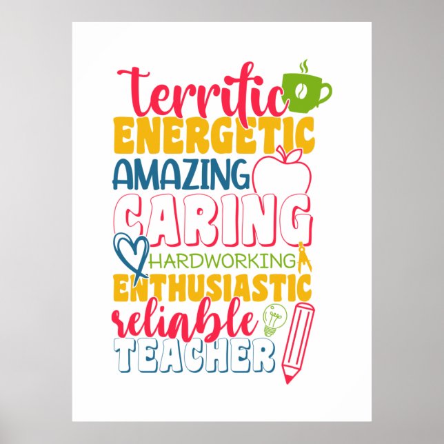 Teacher's Day Amazing Caring Teacher Poster (Front)