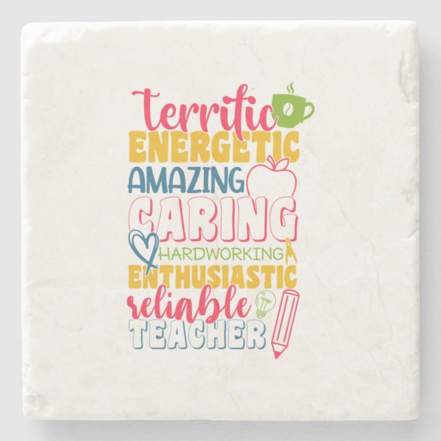 Teacher's Day Amazing Caring Teacher Stone Coaster (Front)