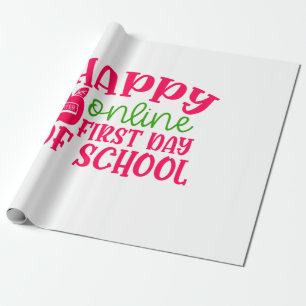 Teacher's Day Happy Online First Day Of School Wrapping Paper
