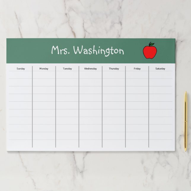 Teacher's Desk Apple Weekly Schedule Pad Gift (Insitu)