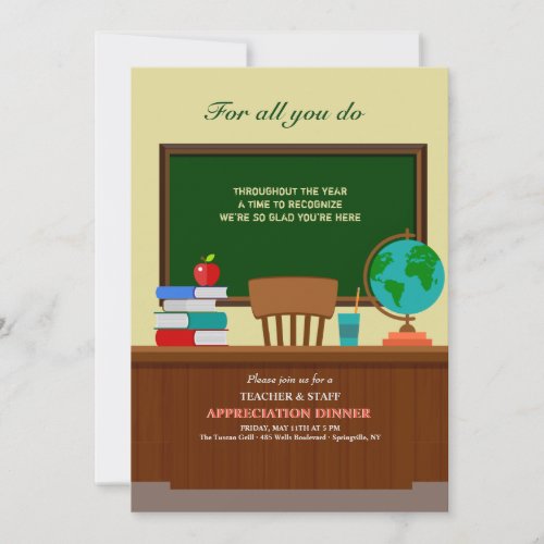 Teachers Desk Appreciation Dinner Invitation