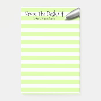 Teachers Desk Pen Name Lined Green Post-it Notes by mensgifts at Zazzle