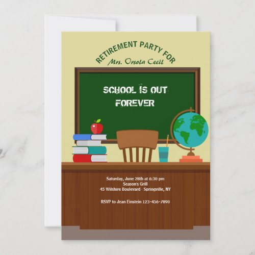 Teachers Desk Retirement Party Invitation