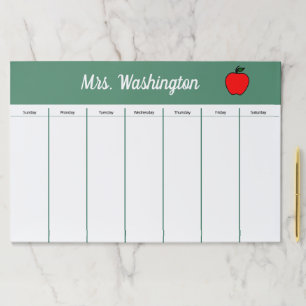 Teacher's Desk Weekly Schedule Planner Note Pad