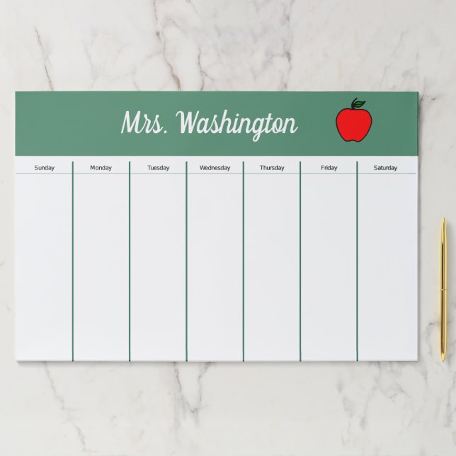 Teacher's Desk Weekly Schedule Planner Note Pad (Insitu)