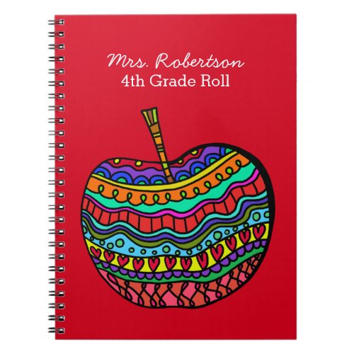 Teachers Folk Art Apple Notebook