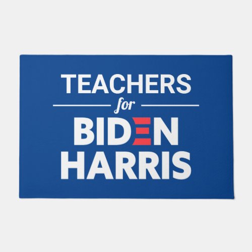 Teachers for Biden Harris Custom Text Blue Doormat