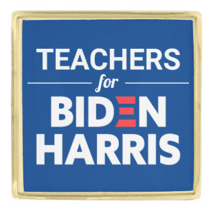Teachers for Biden Harris Custom Text Blue Gold Finish Lapel Pin