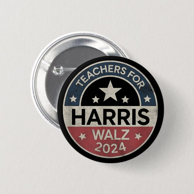 Teachers For Kamala Harris Tim Walz 2024 Button (Front & Back)