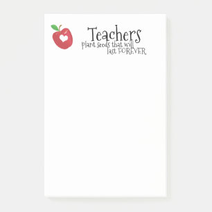 Teachers fun quotes red apple heart "plant seeds" post-it notes