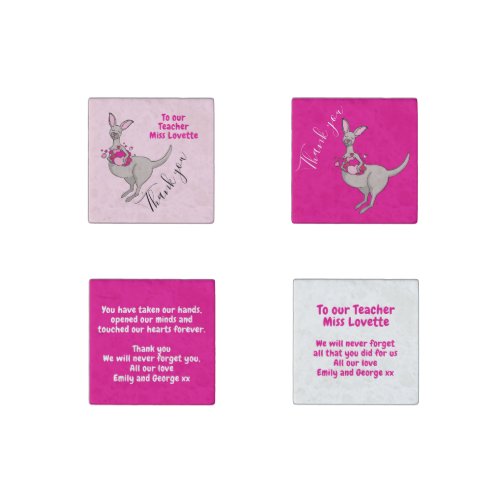 Teachers gift cute pink heart kangaroo stone magnet