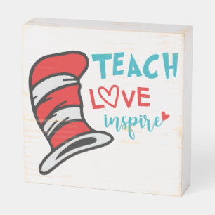 Teacher's Gift Teach Love Inspire Quote Wooden Box Sign