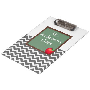 Teachers Gray Chevron Chalkboard Clipboard