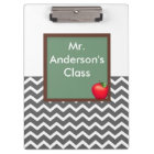 Teachers Gray Chevron Chalkboard Clipboard