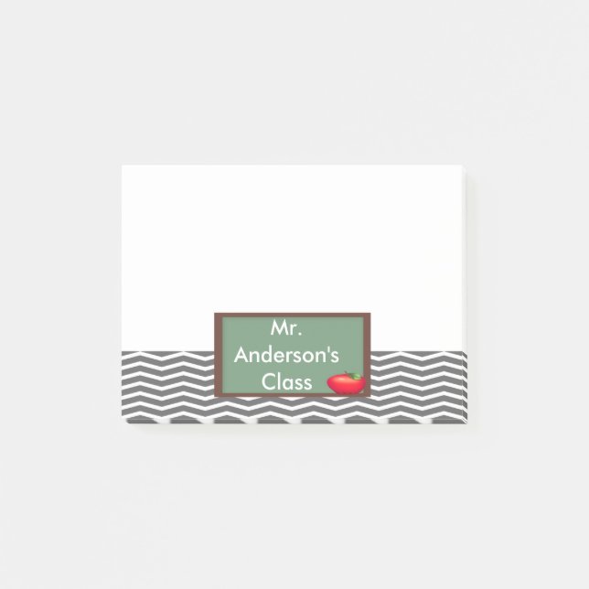 Teachers Gray Chevron Chalkboard Post-it® Notes (Front)