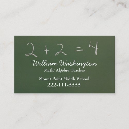 Teachers Green Chalk Board Business Card