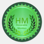 Teacher&#39;s Green Honorable Mention Award Classic Round Sticker