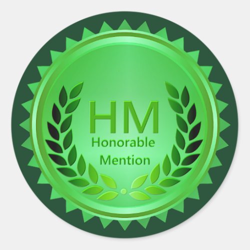 Teachers Green Honorable Mention Award Classic Round Sticker