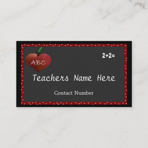 Customizable Teachers Heart Apple Business Card