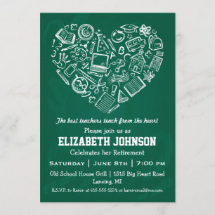 Teachers Heart Retirement Party Invitation