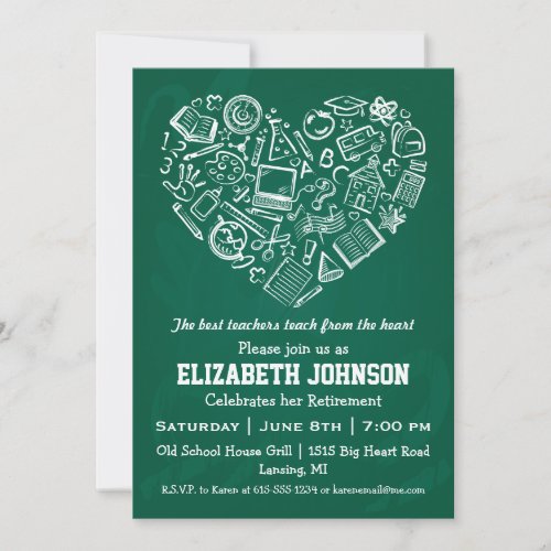 Teachers Heart Retirement Party Invitation