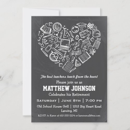 Teachers Heart Retirement Party Invitation