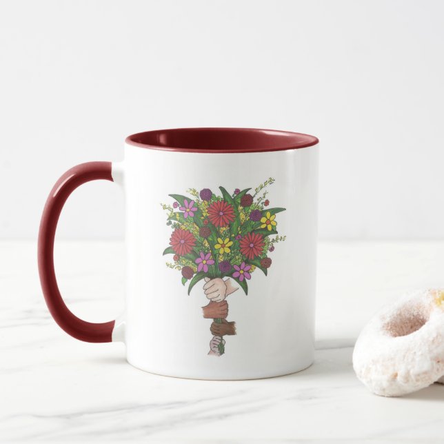 Teachers Help Us Grow Floral Flower Bouquet Mug (With Donut)