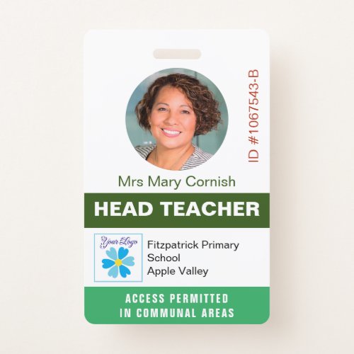 Teachers ID Name Tag Job Title and Logo Photo Badge