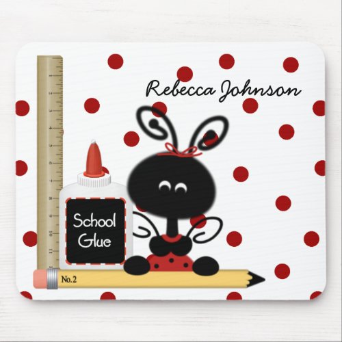 Teachers Ladybug and School Supplies Mouse Pad