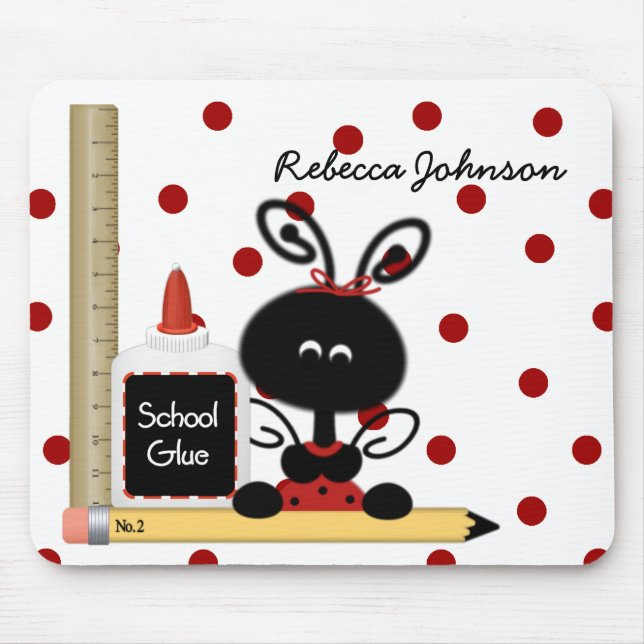 Teacher's Ladybug and School Supplies Mouse Pad (Front)