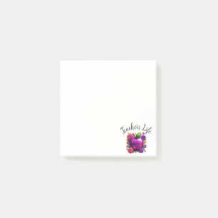Teacher's Life Apple Colorful Swirl Post-it Notes