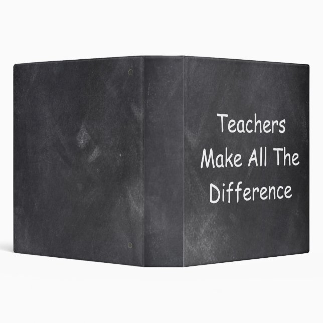 Teachers Make Difference Chalkboard Gift Idea 3 Ring Binder (Background)