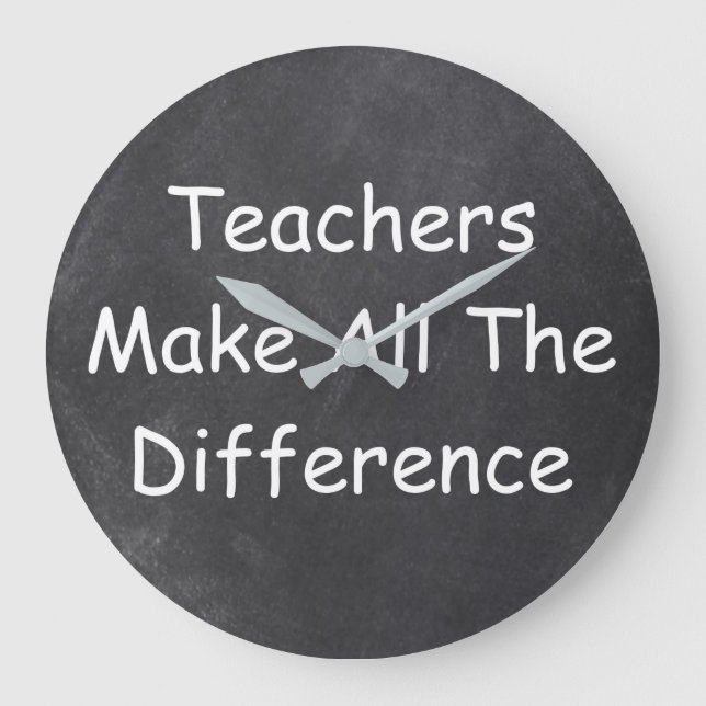 Teachers Make Difference Chalkboard Gift Idea Large Clock (Front)