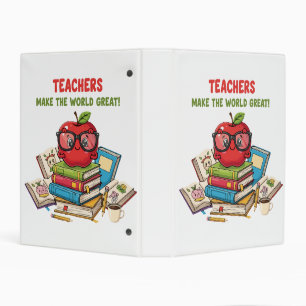 "Teachers Make The World Great" Cute Apple Mini Binder