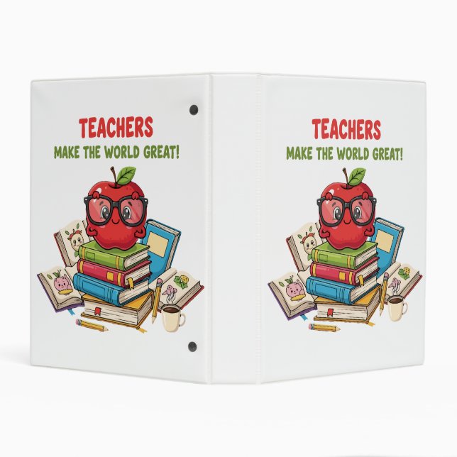 "Teachers Make The World Great" Cute Apple  Mini Binder (Background)