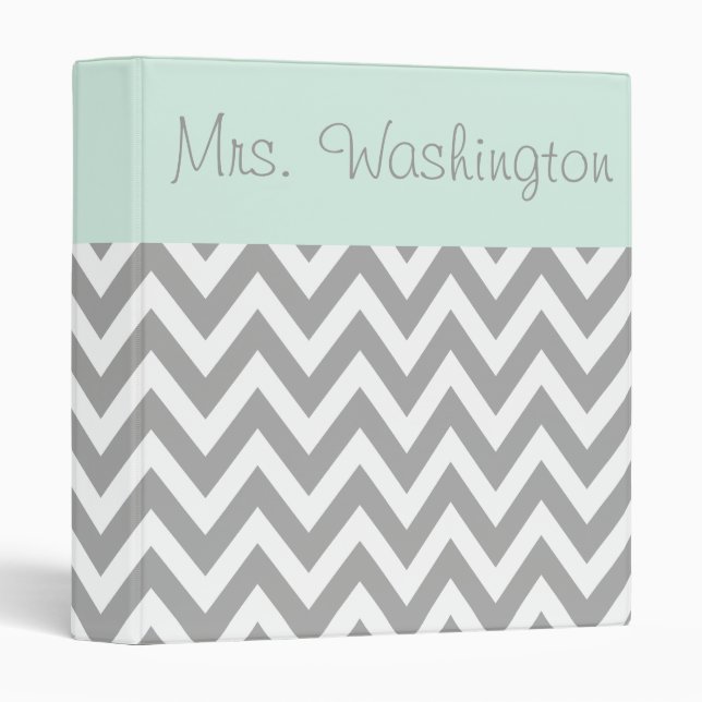 Teacher's Mint Gray Lesson Plan Binder Gift (Front/Spine)