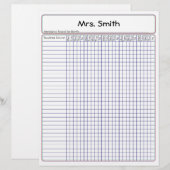 Teacher's Monthly Attendance Record (Front/Back)