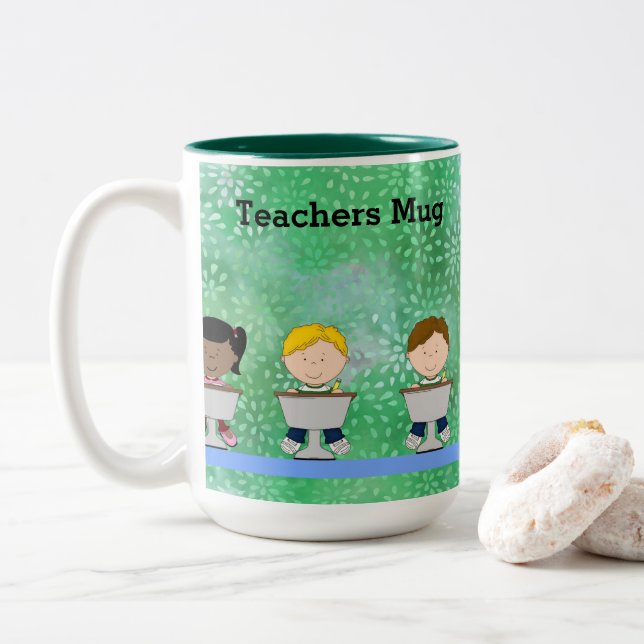 Teachers Mug with Young Students (With Donut)