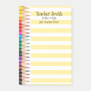 Teachers Name Coolest Ever Colored Pencils Lined Post-it Notes by mensgifts at Zazzle